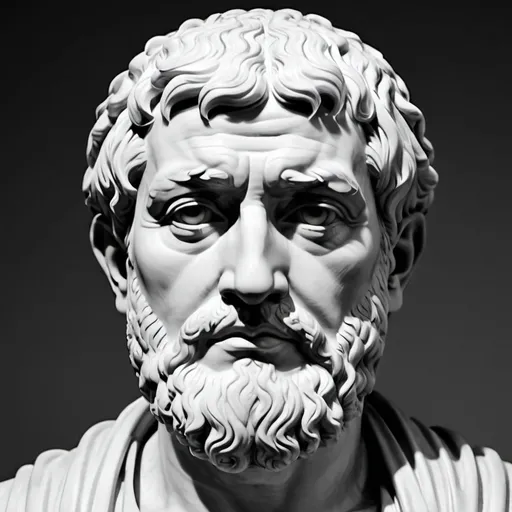 Prompt: Generate a black and white of stoic philosopher 