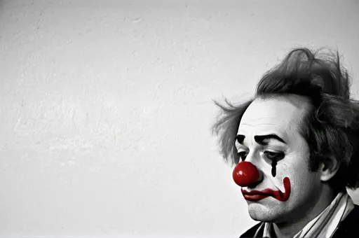 Prompt: A sad drunken clown