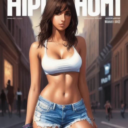 Prompt: hip hop magazine cover - full body
Naomi Scott, 26 years old, brown hair, happy, parted bangs, brown eyes, ethereal, urban clothing, wild hair, royal vibe, highly detailed, digital painting, Trending on artstation , HD quality, tan skin, Big Eyes,artgerm, by Ilya Kuvshinov