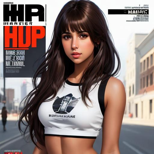 Prompt: hip hop magazine cover - full body
Naomi Scott, 26 years old, brown hair, happy, parted bangs, brown eyes, ethereal, urban clothing, wild hair, royal vibe, highly detailed, digital painting, Trending on artstation , HD quality, tan skin, Big Eyes,artgerm, by Ilya Kuvshinov