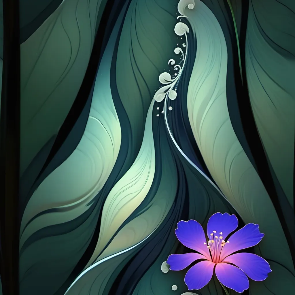 Prompt: Flowers flowing vertically, japenses waves, joy