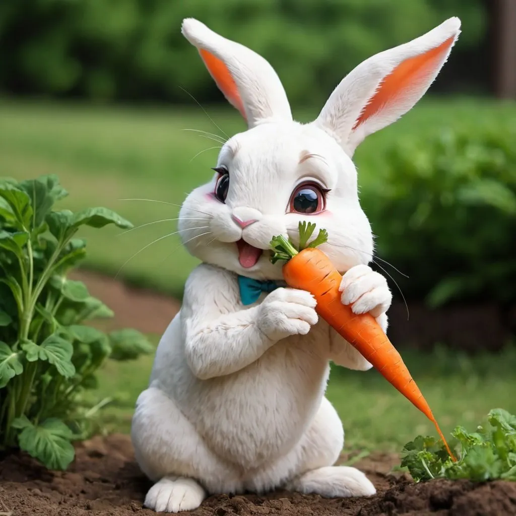 Prompt: anime bunny eating carrot
