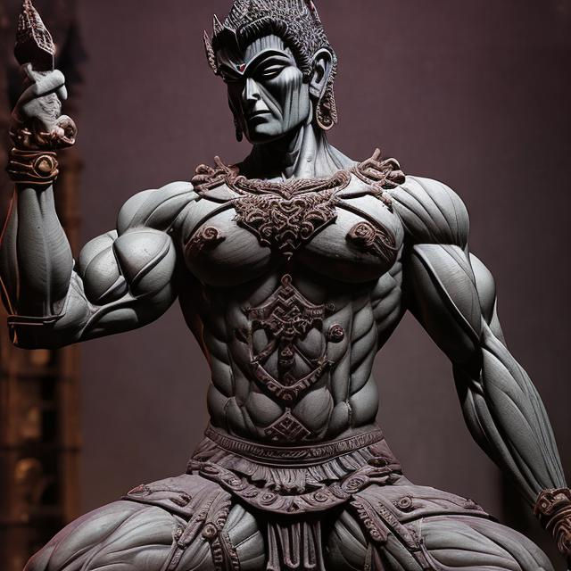 Prompt: Super muscular statue of Gautam Budhdha, Gothic , Low-light 