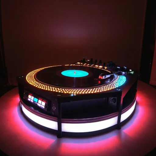 Prompt: dj turn table with lights