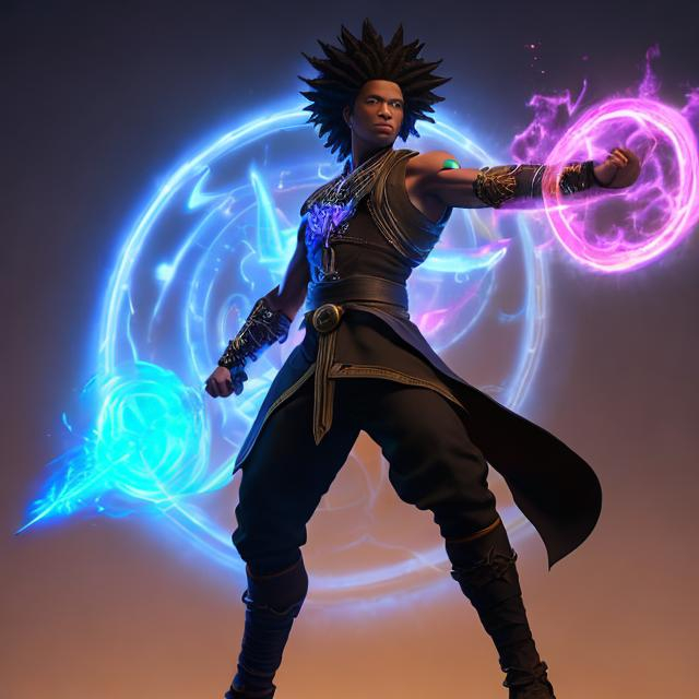 Prompt:  whole body, realistic digital art, young male, floating in the air, fighting pose, waring a final fantasy  outfit, fully carved by glowing runes and glyphs insignia glowing on face, using cosmic powers,  waist up, flying, afro American, black hair, long dreads, his hair is shorter on the sides, light stubble, using powers , dark skin, handsome, beautiful cosmic eyes,  flying pose, masterpiece in fantasy nouveau art style, intricately detailed background with the galaxy , hair turns into space clouds,  organic shapes, stars in the galaxy, his dreads becomes the galaxy, his body is made of the solar system, clothes turn into space artifacts, sticker, ethereality, high contrast, fantasy, dreamy, vector illustration, 2d flat, centered, smooth, modern, minimalistic, graphic, line art, vector graphics