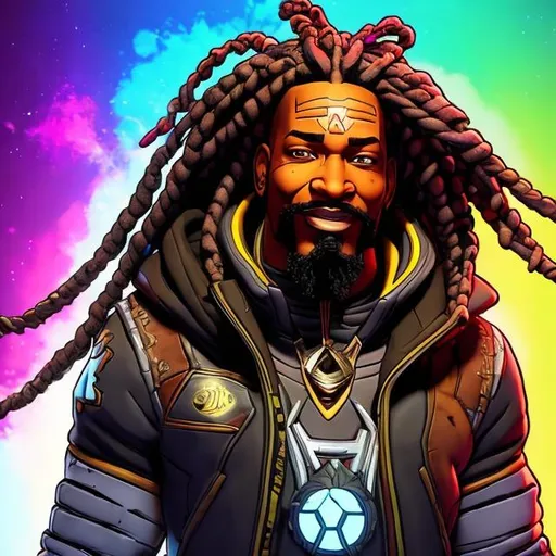 Prompt:  black man, with dreads,
Brian Martel Jennifer and Wildes Jim Sanders art style and borderlands 3 art style, nice mouth, beautiful eyes, 
