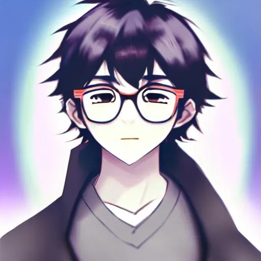 Prompt: a anime boy wearing glasses