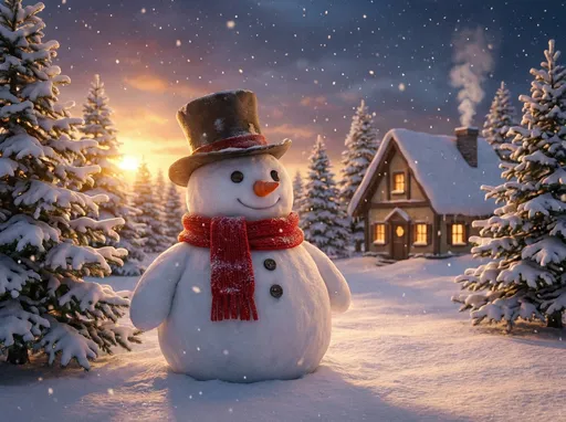 Prompt: 겨울에 귀여운 눈사람