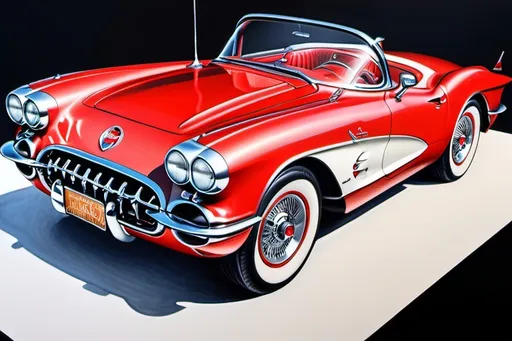 Prompt: use best practices of art and design to create a realistic, negative space, center focus, hyper detailed, crisp focus, sharp focus, UHD, HDR, 128K, a hyper realistic, vibrant color color pencil technical illustration cutaway drawing, on white paper, of an isometric cherry red 1957 corvette convertible  disassembly parts exploded view disassembly, hyper detailed drawing, in the style of Norman Rockwell, Caravaggio, Steve Hanks, and Michael James Smith, using atmospheric perspective, with dramatic lighting, drawing of 
 . The drawing is predominantly adorned with rich vibrant colors, with a striking accent color, BD8B0E, adding an electrifying touch.  add negative space around object. white space. color pencil drawing


a technical illustration cutaway drawing of a cherry red 1957 corvette convertible disassembly parts exploded view disassembly