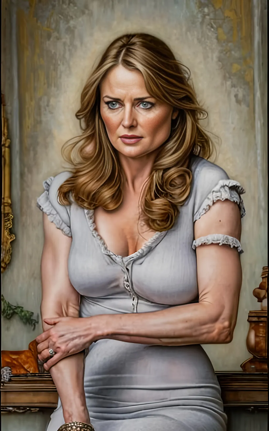 Prompt: create a highly detailed colored pencil drawing standing portrait on grey paper, in the style of Norman Rockwell, Tsutomu Nihei and Steve Hanks. Every detail is meticulously captured, in HDR (High Dynamic Range), UHD (Ultra High Definition), and 1080p. Lucy Lawless, portraying D'Anna Biers in the drama tv movie "Battlestar Galactica." wearing a leather uniform. use sharp contrast and dramatic lighting. use best practices in art and design to create what would be considered an artistic masterwork. make the best use of positive and negative space. Sharp focus and rich color. leather futuristic uniform.

use all best practices in art and design to produce what would be recognized as a master work art piece. use accurate perspective and foreshortening. use atmospheric perspective. create expressive faces and use dramatic lighting. fur coat and fur hat.


Lucy Lawless, portraying D'Anna Biers, contributes curiosity and depth to the series as a "Colonial Fleet News" reporter and humanoid Cylon. Lawless's performance is accentuated by D'Anna's mix of professional attire and a hint of rebellion, reflecting her pursuit of the truth.