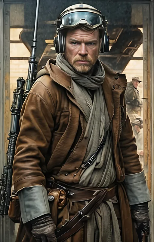 Prompt: create a highly detailed colored pencil drawing on grey paper, in the style of Norman Rockwell, Tsutomu Nihei and Steve Hanks. Every detail is meticulously captured, in HDR (High Dynamic Range), UHD (Ultra High Definition), and 1080p.   Ewan McGregor takes on the iconic role of Obi-Wan Kenobi  in the drama tv series "Obi-Wan Kenobi." use costumes from the movie.

use all best practices in art and design to produce what would be recognized as a master work art piece. use accurate perspective and foreshortening. use atmospheric perspective. create expressive faces and use dramatic lighting. fur coat and fur hat.


Ewan McGregor takes on the iconic role of Obi-Wan Kenobi in the TV series, portraying a Jedi Master who survived Order 66 and now lives in exile on the desert planet Tatooine under the alias "Ben." McGregor is enthusiastic about embodying a version of the character closer to Alec Guinness's portrayal in the original Star Wars trilogy. In the series, Kenobi is depicted as broken and faithless, grappling with guilt over leaving his apprentice Anakin for dead on Mustafar. His wardrobe reflects a worn and weathered appearance, mirroring the character's state of mind. Executive producer Michelle Rejwan describes Kenobi as going through a traumatic moment, and head writer Joby Harold aims to bridge the emotional version of Kenobi from the prequels to Alec Guinness's wise "zen master" in A New Hope.
