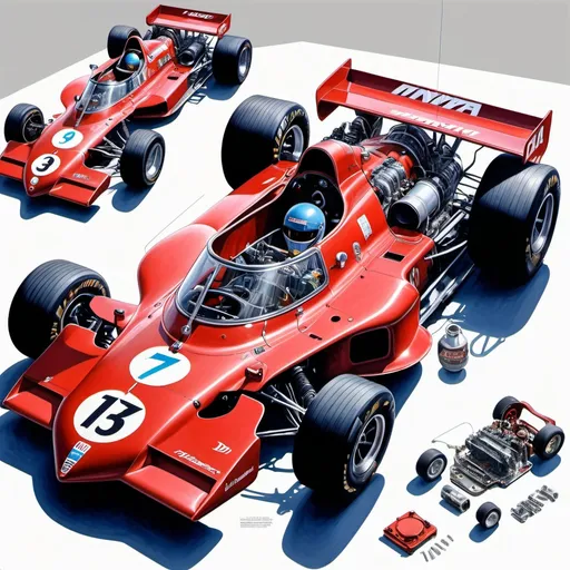 Prompt: create a realistic, hyper detailed, crisp focus, sharp focus, UHD, HDR, 128K, a hyper realistic, vibrant color color pencil technical illustration cutaway drawing, on white paper, of an isometric cherry red 1967 IndyCar racecar disassembly parts exploded view disassembly, hyper detailed drawing, in the style of Norman Rockwell, Caravaggio, Steve Hanks, and Michael James Smith, using atmospheric perspective, with dramatic lighting, drawing of 
 . The drawing is predominantly adorned with rich vibrant colors, with a striking accent color, BD8B0E, adding an electrifying touch.  add negative space around object. white space. color pencil drawing


a technical illustration cutaway drawing of a small submersible disassembly parts exploded view disassembly