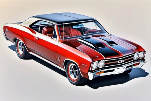 Prompt: use best practices of art and design to create a realistic, negative space, center focus, hyper detailed, crisp focus, sharp focus, UHD, HDR, 128K, a hyper realistic, vibrant color color pencil technical illustration cutaway drawing, on white paper, of an isometric 1967 metallic red Chevelle super sport  disassembly parts exploded view disassembly, hyper detailed drawing, in the style of Norman Rockwell, Caravaggio, Steve Hanks, and Michael James Smith, using atmospheric perspective, with dramatic lighting, drawing of 
 . The drawing is predominantly adorned with rich vibrant colors, with a striking accent color, BD8B0E, adding an electrifying touch.  add negative space around object. white space. color pencil drawing


a technical illustration cutaway drawing of a small submersible disassembly parts exploded view disassembly