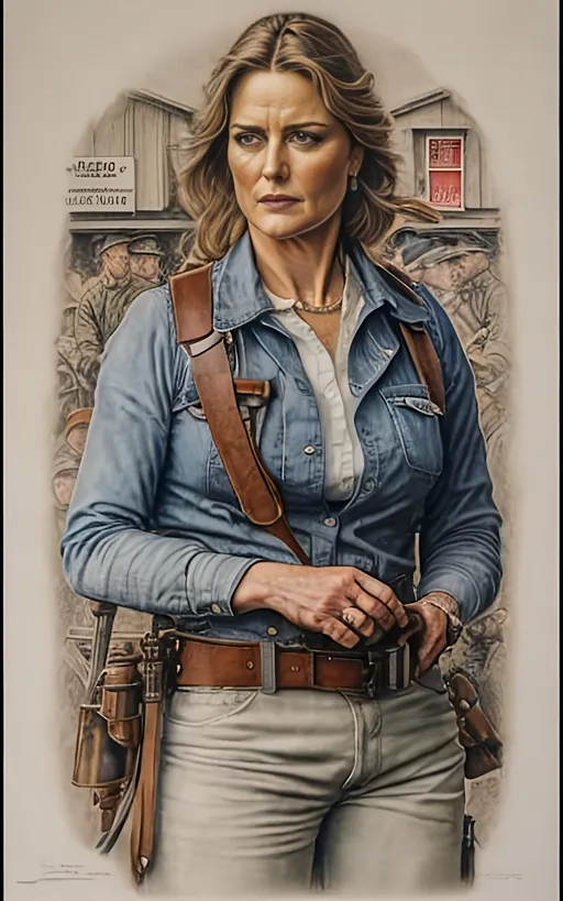 Prompt: create a highly detailed colored pencil drawing standing portrait on grey paper, in the style of Norman Rockwell, Tsutomu Nihei and Steve Hanks. Every detail is meticulously captured, in HDR (High Dynamic Range), UHD (Ultra High Definition), and 1080p. Lucy Lawless, portraying D'Anna Biers in the drama tv movie "Battlestar Galactica." wearing a leather uniform. use sharp contrast and dramatic lighting. use best practices in art and design to create what would be considered an artistic masterwork. make the best use of positive and negative space. Sharp focus and rich color. leather futuristic uniform.

use all best practices in art and design to produce what would be recognized as a master work art piece. use accurate perspective and foreshortening. use atmospheric perspective. create expressive faces and use dramatic lighting. fur coat and fur hat.


Lucy Lawless, portraying D'Anna Biers, contributes curiosity and depth to the series as a "Colonial Fleet News" reporter and humanoid Cylon. Lawless's performance is accentuated by D'Anna's mix of professional attire and a hint of rebellion, reflecting her pursuit of the truth.