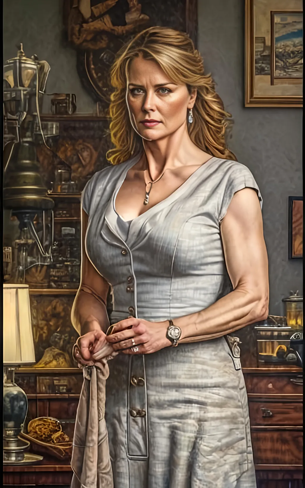 Prompt: create a highly detailed colored pencil drawing standing portrait on grey paper, in the style of Norman Rockwell, Tsutomu Nihei and Steve Hanks. Every detail is meticulously captured, in HDR (High Dynamic Range), UHD (Ultra High Definition), and 1080p. Lucy Lawless, portraying D'Anna Biers in the drama tv movie "Battlestar Galactica." wearing a leather uniform. use sharp contrast and dramatic lighting. use best practices in art and design to create what would be considered an artistic masterwork. make the best use of positive and negative space. Sharp focus and rich color. leather futuristic uniform.

use all best practices in art and design to produce what would be recognized as a master work art piece. use accurate perspective and foreshortening. use atmospheric perspective. create expressive faces and use dramatic lighting. fur coat and fur hat.


Lucy Lawless, portraying D'Anna Biers, contributes curiosity and depth to the series as a "Colonial Fleet News" reporter and humanoid Cylon. Lawless's performance is accentuated by D'Anna's mix of professional attire and a hint of rebellion, reflecting her pursuit of the truth.