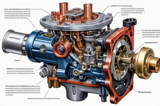 Prompt: create a realistic, hyper detailed, crisp focus, sharp focus, UHD, HDR, 128K, a hyper realistic, vibrant color color pencil technical illustration cutaway drawing, on white paper, of a carburetor disassembly parts exploded view disassembly, hyper detailed drawing, in the style of Norman Rockwell, Caravaggio, Steve Hanks, and Michael James Smith, using atmospheric perspective, with dramatic lighting, drawing of 
 . The drawing is predominantly adorned with rich vibrant colors, with a striking accent color, BD8B0E, adding an electrifying touch.  add negative space around object 


a technical illustration cutaway drawing of a small submersible disassembly parts exploded view disassembly