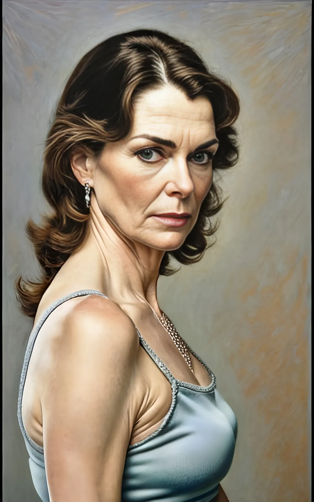 Prompt: create a highly detailed colored pencil drawing standing portrait on grey paper, in the style of Norman Rockwell, Tsutomu Nihei and Steve Hanks. Every detail is meticulously captured, in HDR (High Dynamic Range), UHD (Ultra High Definition), and 1080p. Michelle Forbes portrays Admiral Helena Cain in the drama tv movie "Battlestar Galactica." wearing a leather uniform. use all best practices in art and design to produce what would be recognized as a master work art piece. use accurate perspective and foreshortening. use atmospheric perspective. create expressive faces and use dramatic lighting. fur coat and fur hat. Michelle Forbes portrays Admiral Helena Cain: Pegasus's formidable commander, Cain, exudes steely authority in her perfectly tailored uniform. Her blonde hair, pulled back in a tight bun, and her cold blue eyes leave no room for doubt about her unwavering resolve. Her crisp attire, devoid of any personal touches, reflects her single-minded focus on military efficiency and victory at any cost. She's a force of nature, her presence demanding obedience and respect, even from the seasoned officers of Galactica., cinematic, illustration, poster, portrait photography