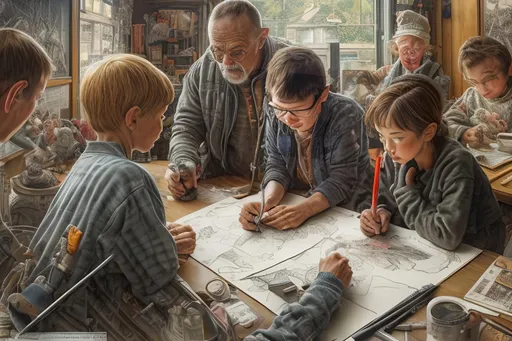 Prompt: create a highly detailed colored pencil drawing standing portrait on grey paper, in the style of Norman Rockwell, Tsutomu Nihei and Steve Hanks. Every detail is meticulously captured, in HDR (High Dynamic Range), UHD (Ultra High Definition), and 1080p.  use sharp contrast and dramatic lighting. use best practices in art and design to create what would be considered an artistic masterwork. 

In this breathtaking drawing, a mesmerizingly ethereal alien landscape unfolds before us.  a stunning digital painting, is brimming with vibrant hues and meticulous detailing. Our eyes are immediately drawn to the central subject: a towering crystalline structure that emanates an otherworldly glow, shimmering in iridescent shades of celestial blues, greens and mystical purples. The intricate patterns adorning the object's surface resemble ancient symbols of an enigmatic civilization. Surrounding this magnificent structure are vast, rolling plains, bathed in a soft, surreal light that casts long shadows and lends an aura of mystery to the scene. Intriguing, yet tranquil, this numinous world invites viewers to contemplate the vastness of the cosmos and ponder the secrets that lie within.                                                                                                                                                                                      
                                                                                                                                                                                                                                                                           
 make the best use of positive and negative space. Sharp focus and rich color. leather futuristic uniform. use all best practices in art and design to produce what would be recognized as a master work art piece. use accurate perspective and foreshortening. use atmospheric perspective. create expressive faces and use dramatic lighting.  
