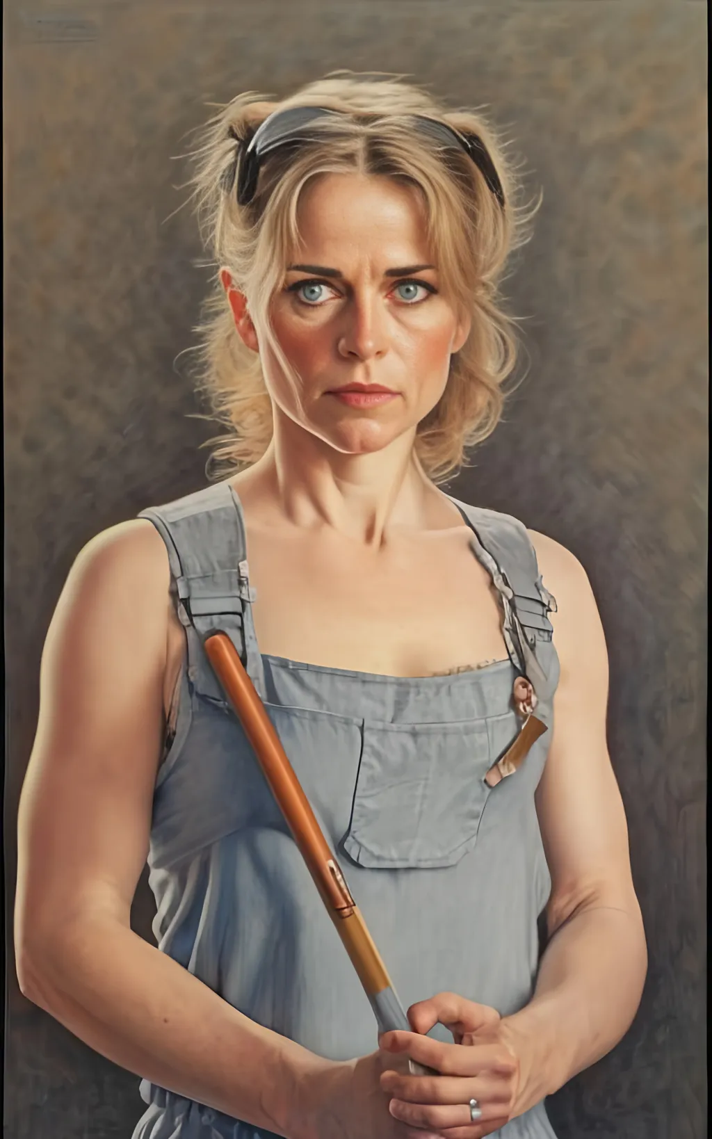 Prompt: create a highly detailed colored pencil drawing  standing portrait on grey paper, in the style of Norman Rockwell, Tsutomu Nihei and Steve Hanks. Every detail is meticulously captured, in HDR (High Dynamic Range), UHD (Ultra High Definition), and 1080p. Linda Hamilton, portraying Sarah Conner in the drama tv movie "Terminator." use costumes from the tv movie.

use all best practices in art and design to produce what would be recognized as a master work art piece. use accurate perspective and foreshortening. use atmospheric perspective. create expressive faces and use dramatic lighting. fur coat and fur hat.


Linda Hamilton, portraying Sarah Conner develops from a timid damsel in distress victim in the first film to a wanted fugitive committing acts of terrorism, a hardened warrior and mother who sacrificed everything for her son's future, on the verge of losing touch with her own humanity, and a mentor preparing and protecting a protégée for her destiny. portray her in her 20s wearing army gear.