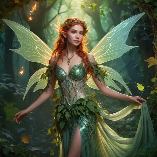 Prompt: Dungeons and Dragons character, Female Fairy, Druid, Magic, attractive and sensual. 