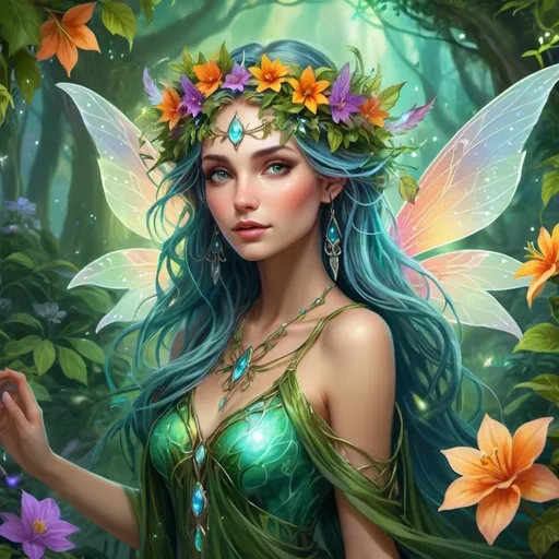 Prompt: Dungeons and Dragons character, Female Fairy, Druid, Magic, attractive and sensual. 