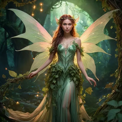 Prompt: Dungeons and Dragons character, Female Fairy, Druid, Magic, attractive and sensual. 