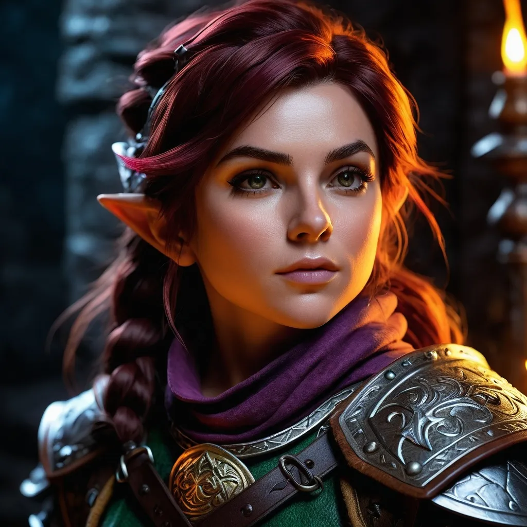 Prompt: (hyper-realistic) dungeon and dragons character, female halfling rogue, intense details, vivid textures, dramatic lighting, captivating atmosphere, ultra-detailed.