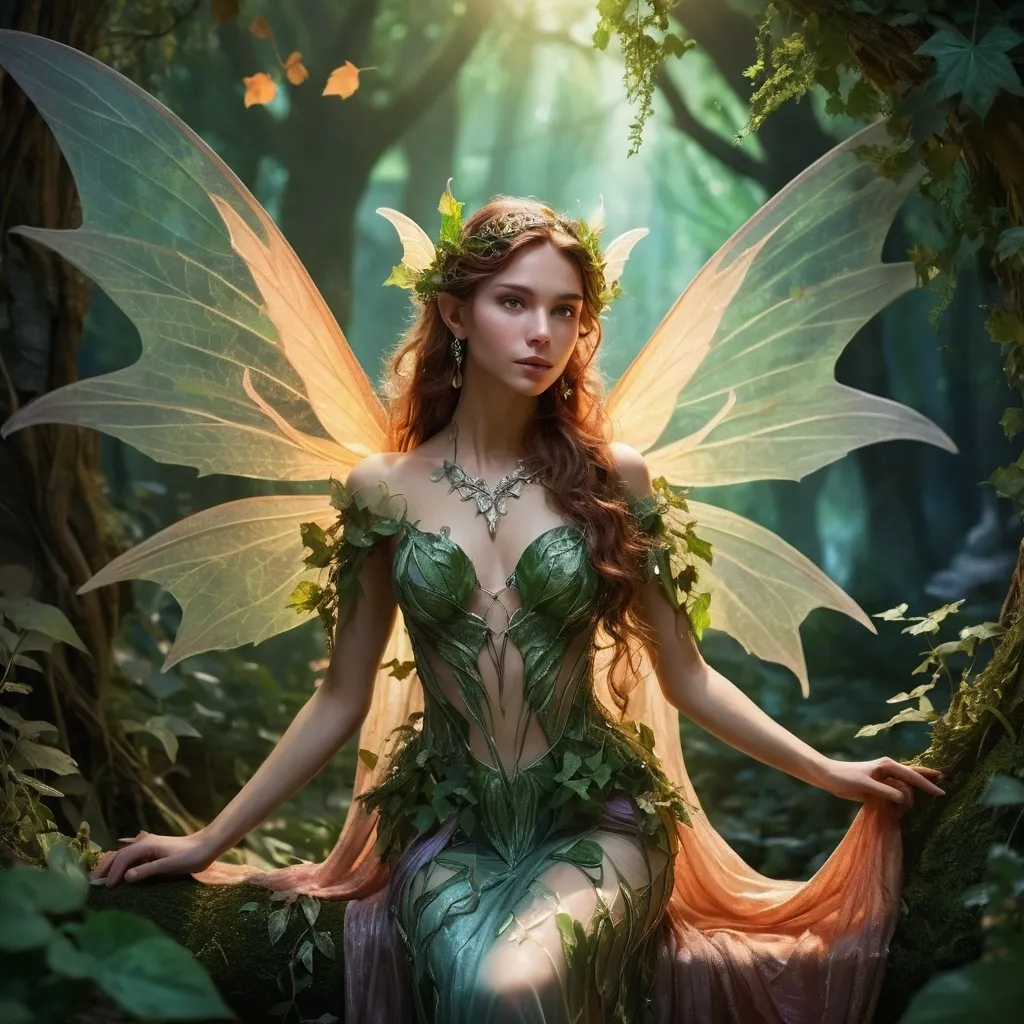 Prompt: Dungeons and Dragons character, Female Fairy, Druid, Magic, attractive and sensual. 