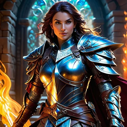 Prompt: Hyper realistic (Dungeons & Dragons character), full body, highly detailed costume design, intricate armor textures, dynamic pose reflecting strength and confidence, dramatic fantasy environment, vibrant colors with depth and contrast, intense facial expression showcasing character's determination, ethereal lighting highlighting character's features, enchanting magical aura surrounding the figure, ultra-detailed, rich atmospheric perspective, immersive and engaging setting.