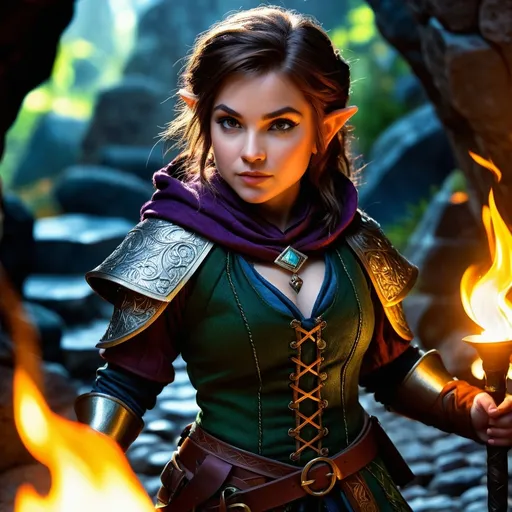 Prompt: (hyper-realistic) dungeon and dragons character, female halfling rogue, intense details, vivid textures, dramatic lighting, captivating atmosphere, ultra-detailed.