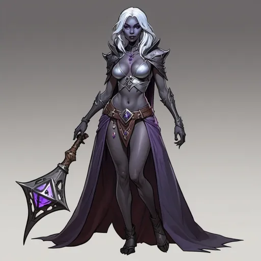 Prompt: Full body, Drow, attractive female, dungeons and dragons character, warlock