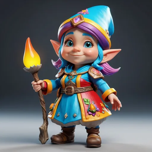 Prompt: Photorealistic gnome character, atractive female, cleric, vibrant and colorful details,  intricate accessories, full body shot,  dynamic pose showcasing personality, 4K resolution, ultra-detailed features