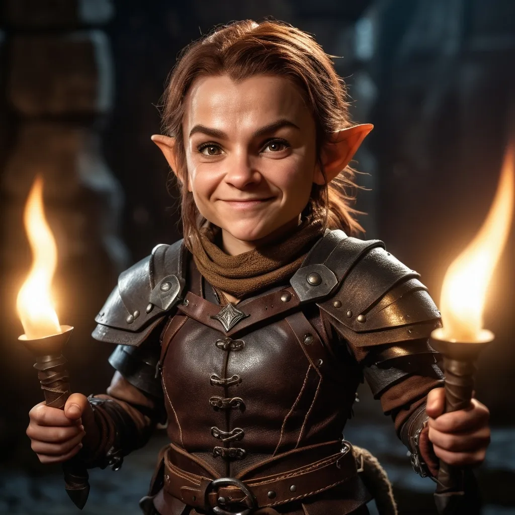 Prompt: Photorealistic, dungeon and dragons character, female halfling, rogue, full body.