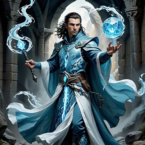 Prompt: Hyper-realistic, (full body), Dungeons and Dragons, male, warlock, Air Genasi 