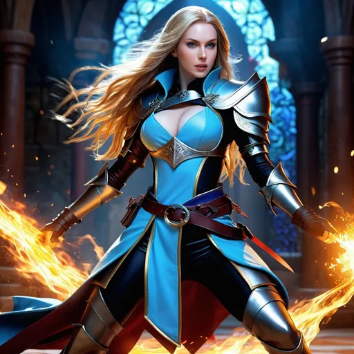 Prompt: hyper-realistic, female human, cleric, (full body fighting), attractive lean body, pale skin, long hair,  detailed eyes, beautiful face, (confident and wicked), wearing no cloth on top and tight pants, fantasy setting, vibrant colors, dynamic posture, ultra-detailed facial features, dramatic lighting, rich textures, perfect for Dungeons and Dragons illustration, high-quality image, character depth.