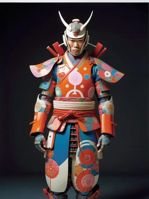 Prompt: Cyborg Samurai in futuristic colorful clothes with intricate patterns
By Kirby 
Moebius
Otomo