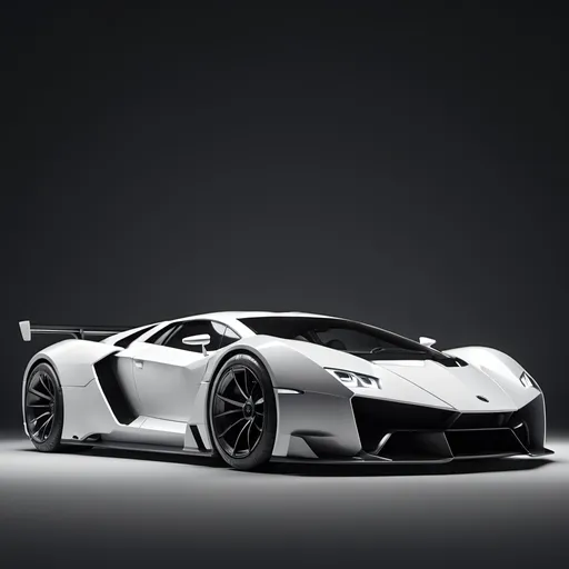 Prompt: A supercar inspired by the lamborghini aventador and the rolls royce phantom but different enough not to infringe on their intellectual property
