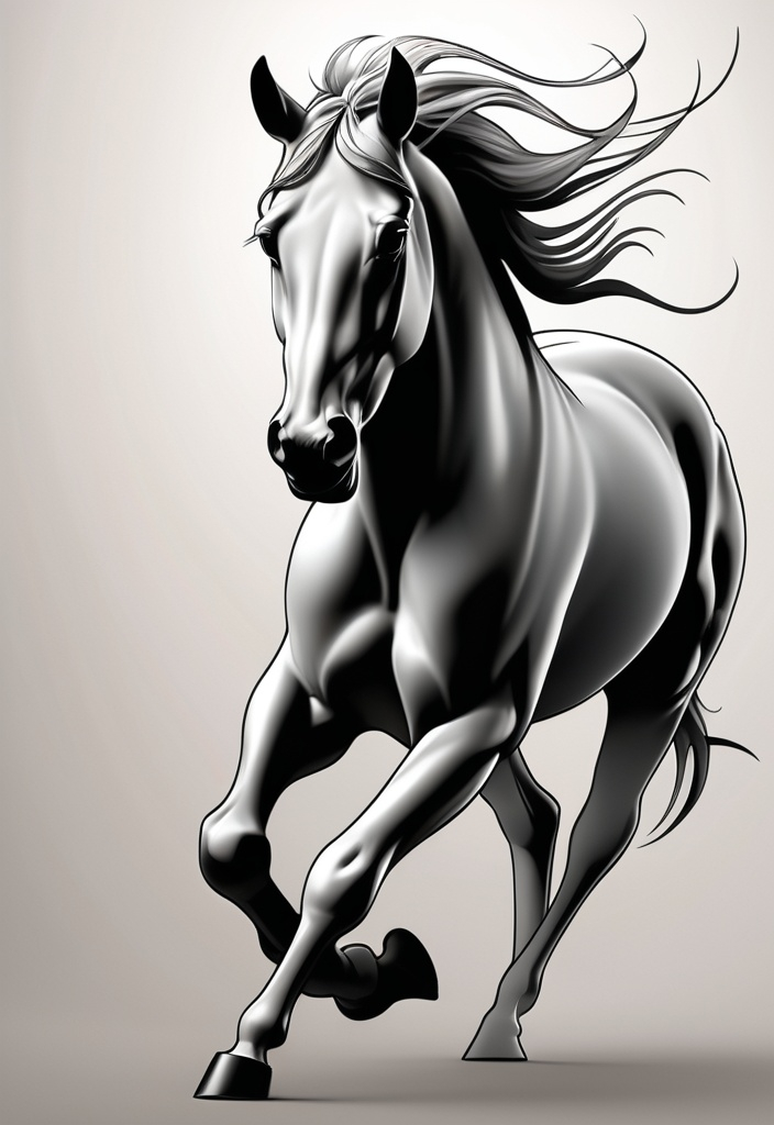 Prompt: Create a logo-style image of a horse in profile, resembling the Burberry logo. The horse should be colorless, in motion, and have wings like a Pegasus. The design should be minimalistic, sleek, and elegant, capturing the essence of both strength and grace. The horse's wings should be detailed but not overly intricate, keeping the design clean and modern. Provide multiple options for variations of this conce
