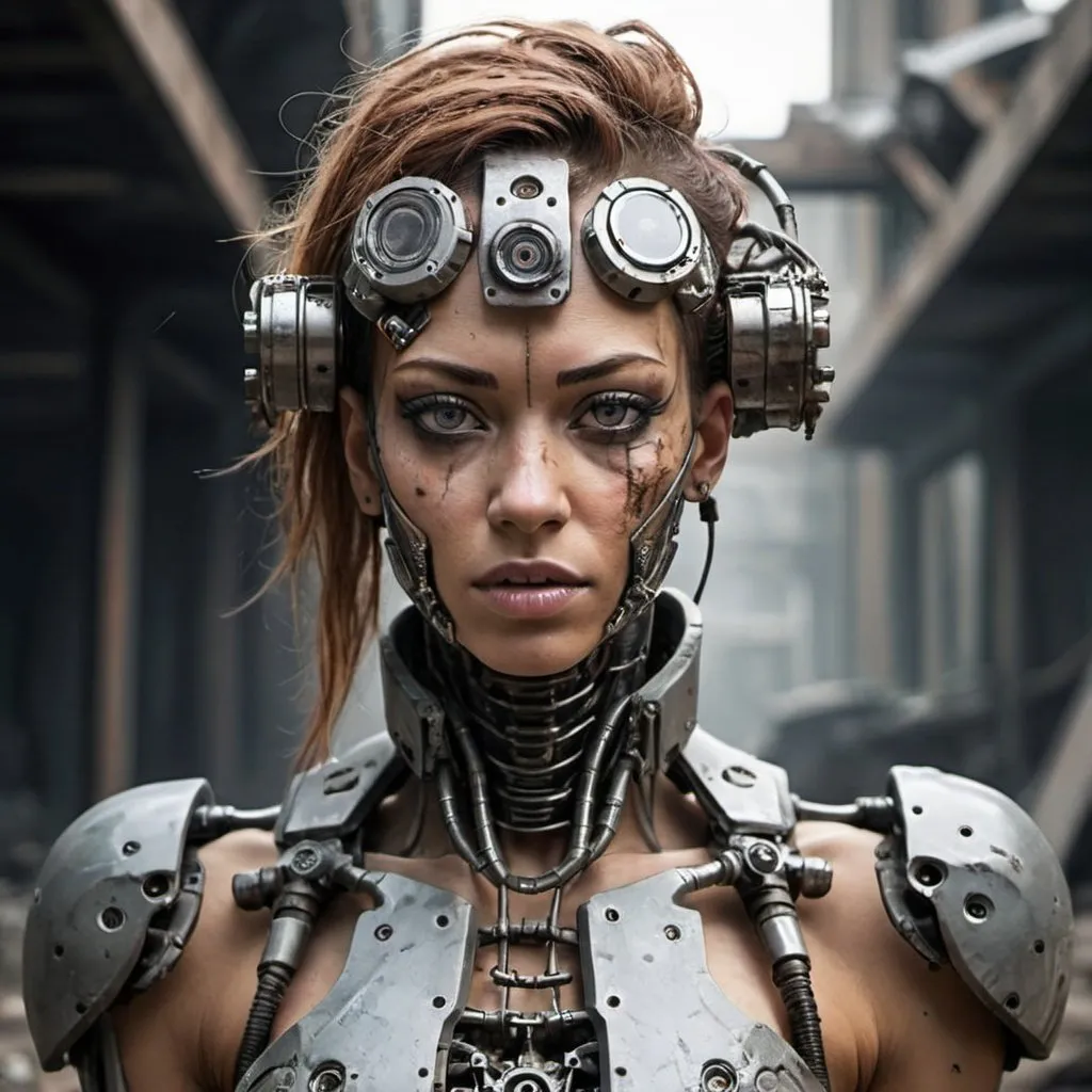 Prompt: female cyborg post apocalyptic 