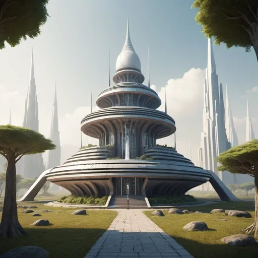 Prompt: a utopian futuristic temple
