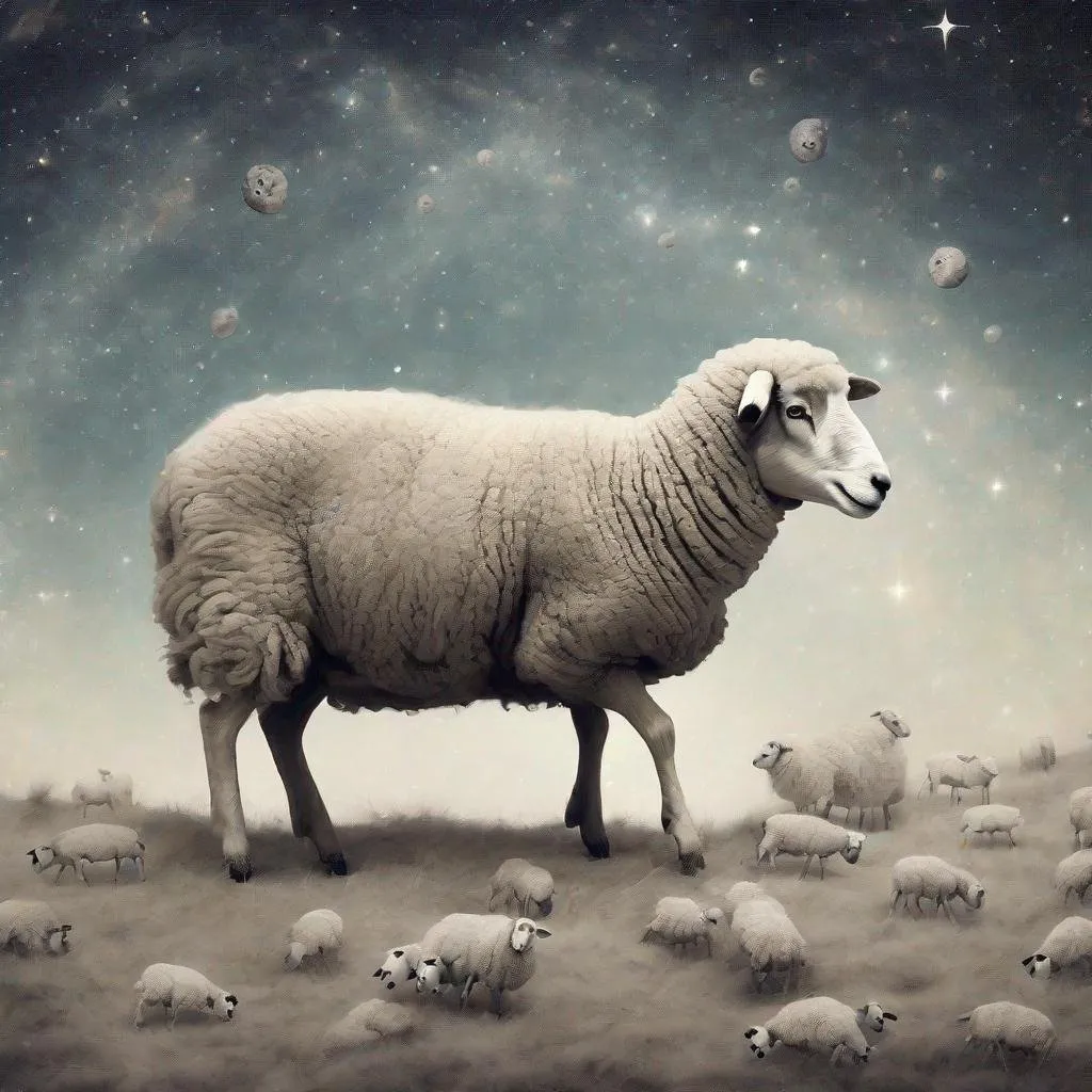 Prompt: Old sheep goes to cosmos