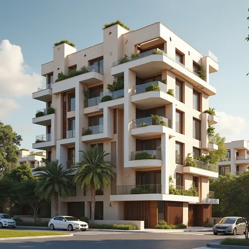 Prompt: a moroccan family discovering a new real estate project in casablanca and it is a building of apartments