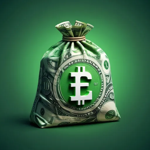 Prompt: Green, 1 bag of money icon, 4bit, low resolution, hyperdetailed