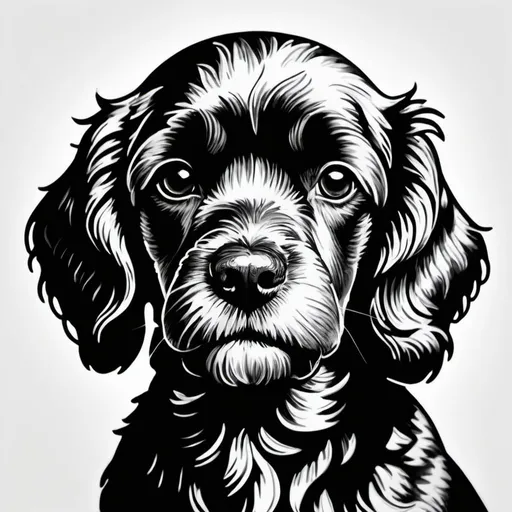 Prompt: black bold easy line drawing cockapoo 
dog
