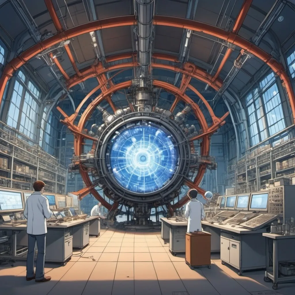 Prompt: CERN but France Secret Laboratory (Anime Artstyle with Physicists)