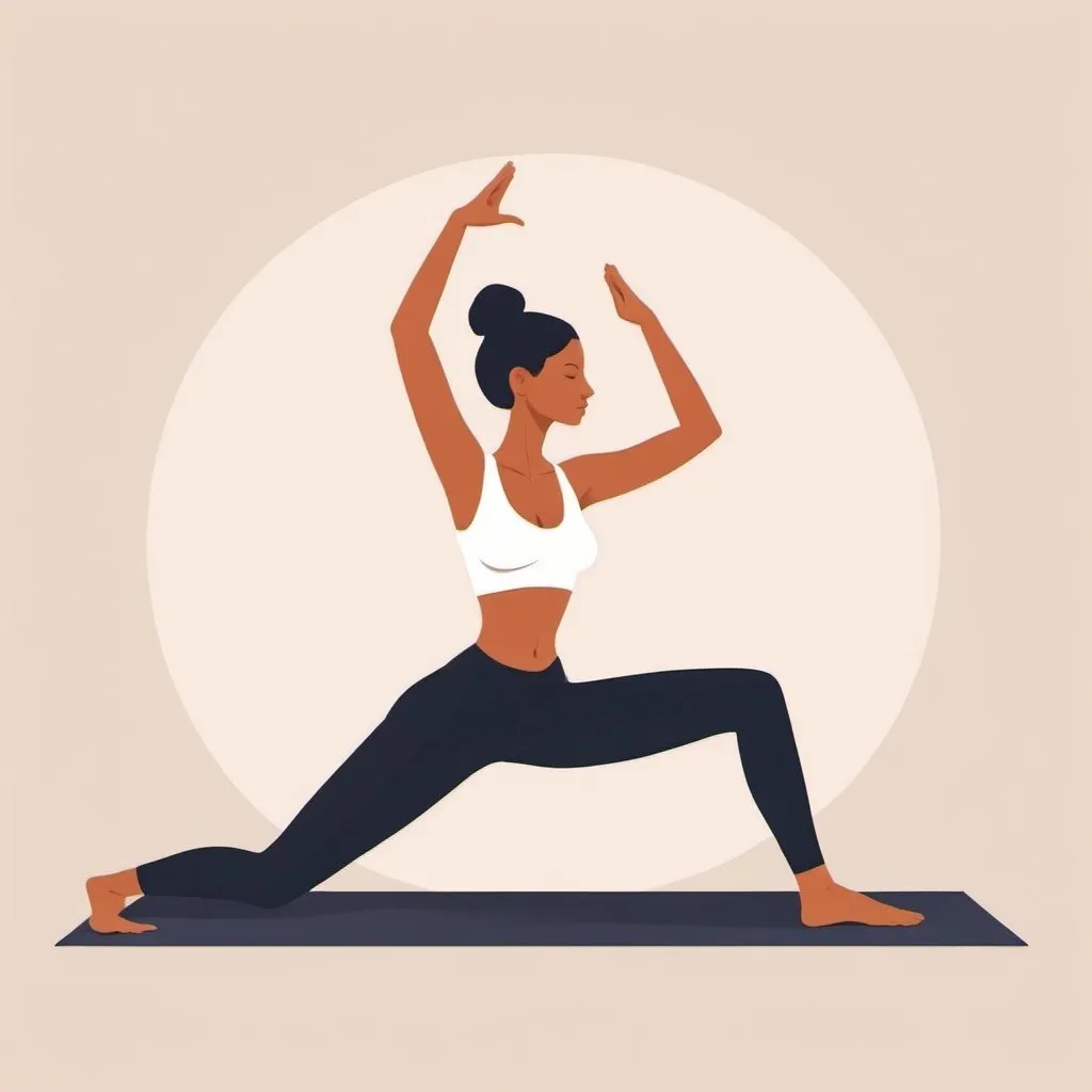 Prompt: Flat illustration a woman doing Yoga, simple forms, simple shapes, vector, minimalism