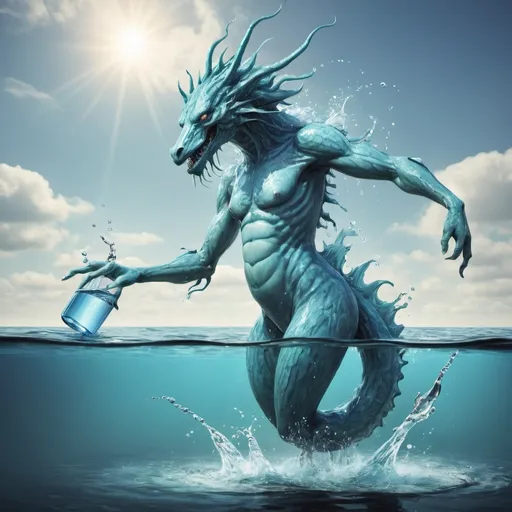 Prompt: a mythical water creature that does water science 