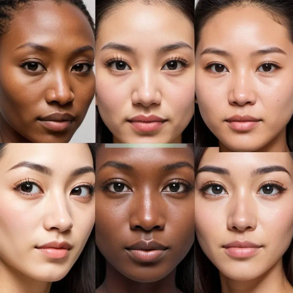 Prompt: ideal nose in chinese, japanese, italian, and black african, side of eachother for comparison