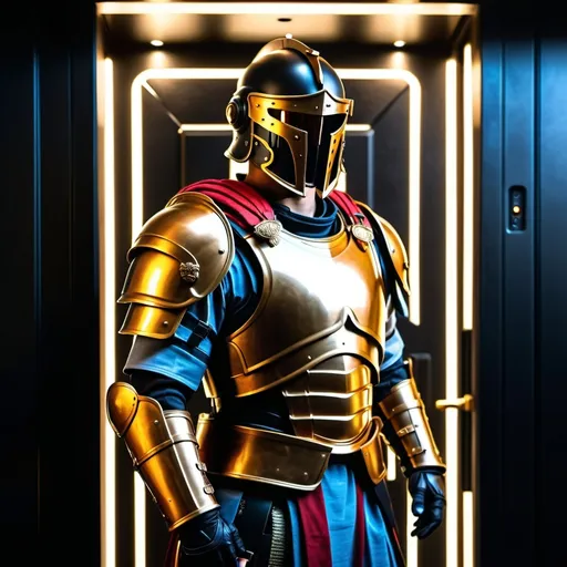 Prompt: A sci fi futuristic roman military male in black military armor galea helmet of roman armor, with a gunfire, opening door like Swat, Hyperrealistic, sharp focus, Professional, UHD, HDR, 8K, Render, electronic, nervous vibe, loud, tension, dark, Epic