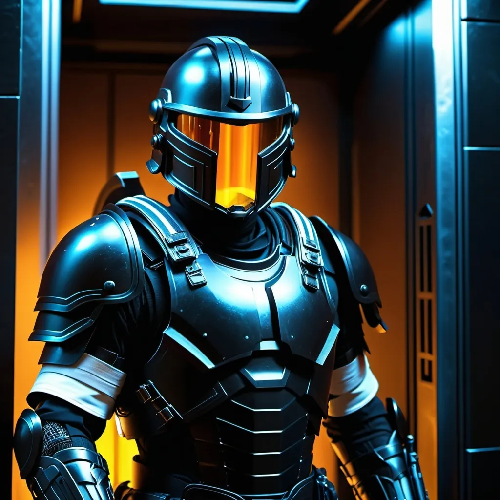 Prompt: A sci fi futuristic roman military male in black military armor galea helmet of roman armor, with a gunfire, opening door like Swat, Hyperrealistic, sharp focus, Professional, UHD, HDR, 8K, Render, electronic, nervous vibe, loud, tension, dark, Epic